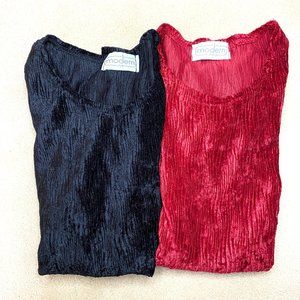 BUNDLE Black & Red Velvet Long Sleeve Shirt Size M